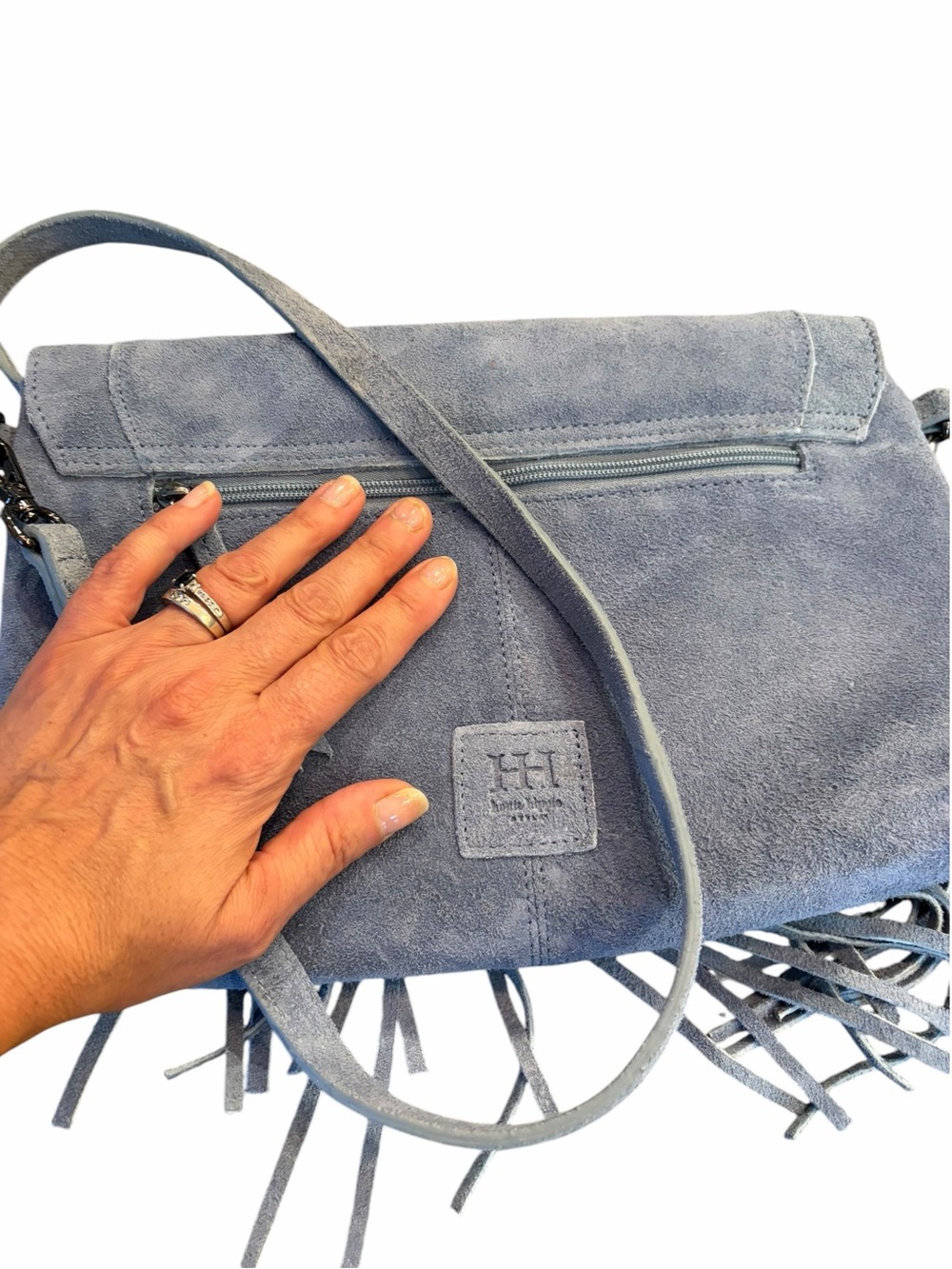 Haute Hippie Blue Suede Fringe Crossbody - Picture 16 of 16